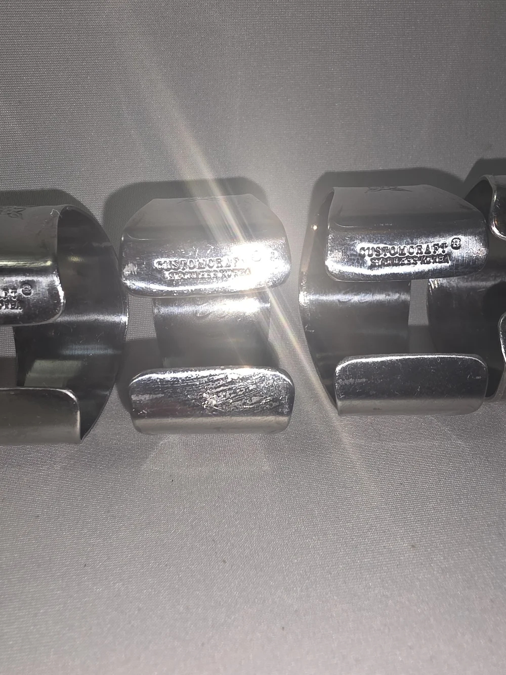 Custom Craft Stainless Steel Silver Napkin Rings with 'W' Monogram - Set of 8